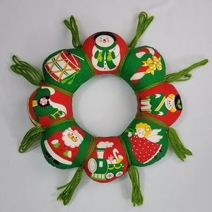 Vintage Christmas Fabric Stuffed Wreath